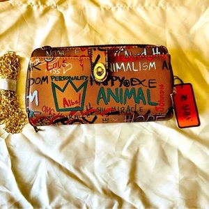Graffiti Wallet with Crossbody Chain